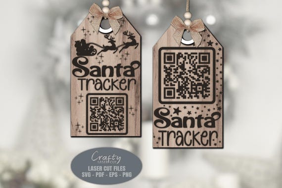 Santa Tracker Gift Tags SVG Laser Cut Files, Christmas Ornament SVG, Glowforge