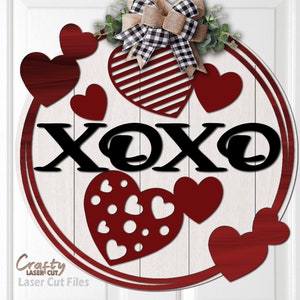Valentinstag Türschild SVG- Laser Cut Dateien - XOXO SVG - Valentinstag SVG - Herz zwar - Türschild - Türschild - Willkommensschild - Glowforge Dateien