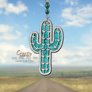 Cactus auto charme SVG - lasergesneden bestanden - sappige SVG - cactus Svg - zuidwestelijke Svg - westerse auto charme Svg - Glowforge-bestanden