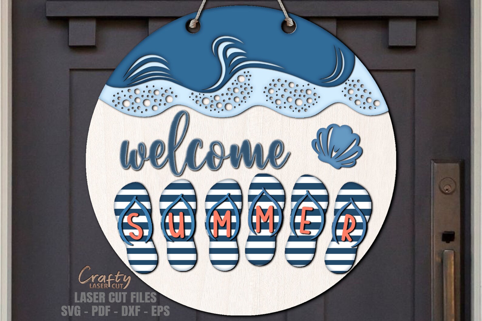 Beach Door Hanger SVG - Laser Cut Files - Beach SVG - Flip Flops Svg ...