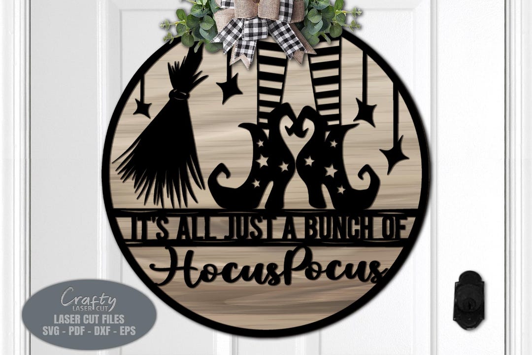 Hocus Pocus Door Hanger SVG - Laser Cut File - Witch SVG - Broom Svg ...