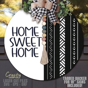 Haus Türschild SVG - Laser Cut Dateien - Home Sweet Home SVG - Boho SVG - Willkommensschild SVG - Boho Türschild - Western svg - Glowforge-Dateien