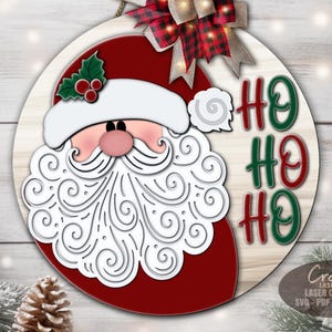 Santa Door Hanger SVG Laser Cut Files: Christmas Welcome Sign SVG for Glowforge