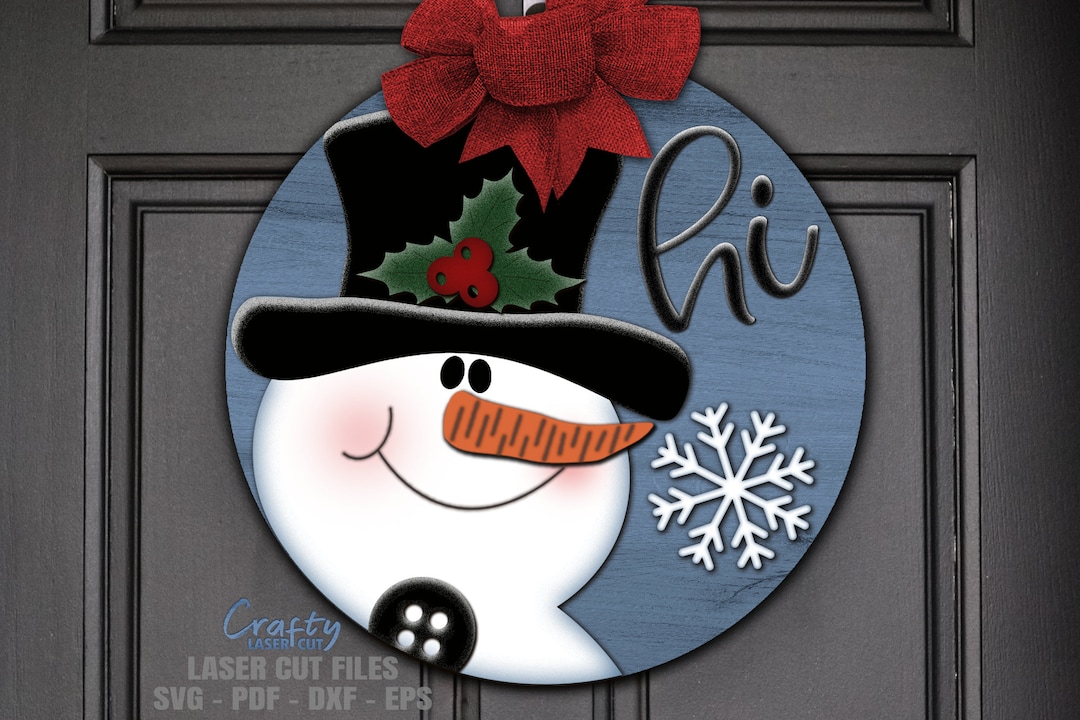 Snowman Door Hanger SVG Laser Cut Files Christmas SVG Snowman SVG ...