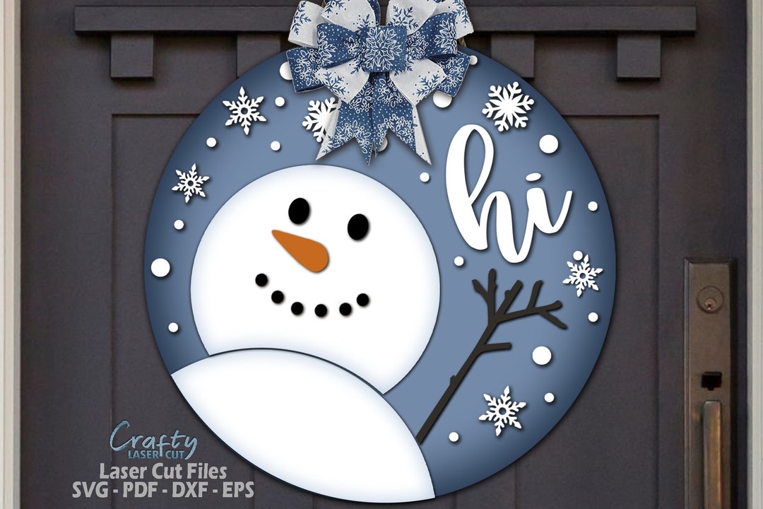 Snowman Door Hanger SVG Laser Cut Files Snowman SVG Snowflake Svg ...