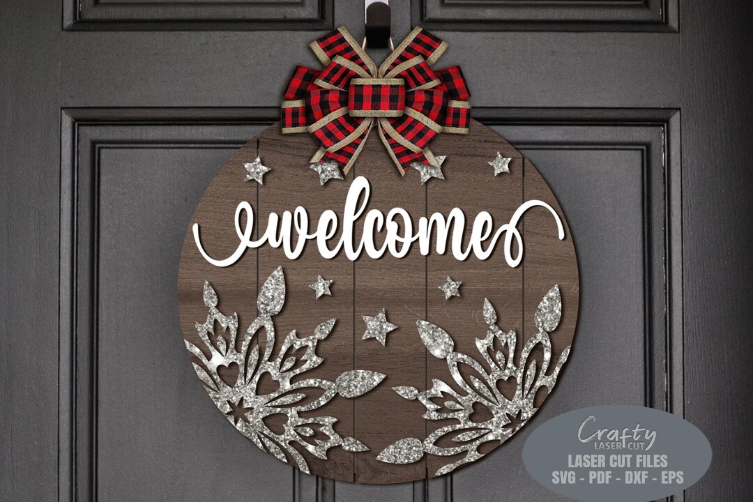 Christmas Door Hanger SVG - Welcome Sign SVG - Laser Cut Files ...