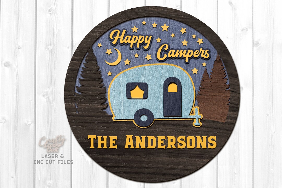 Happy Campers SVG Laser Cut Files Camper SVG Camping SVG Adventure Svg