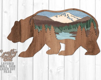 Cutout Bear Silhouette Toilet Paper Holder - Log Cabin Decor, Black Forest Decor