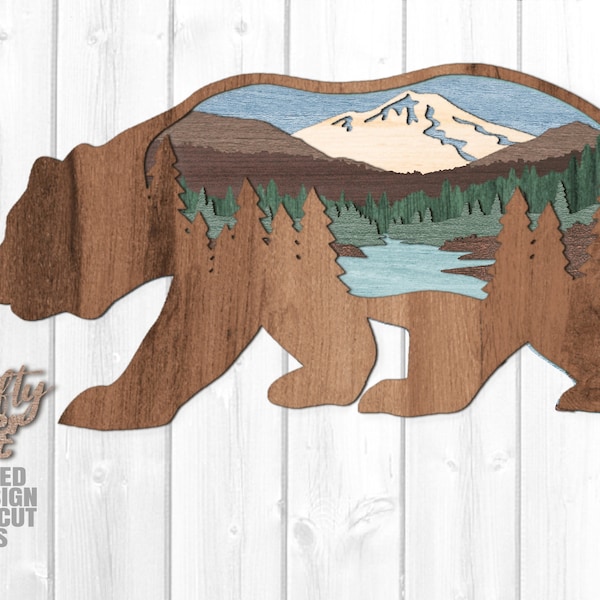 Bear SVG - Laser Cut Files - Mountains SVG - Forest Svg - Cabin Décor - Bear Sign SVG - Camping Svg - Lake Svg - Glowforge Files