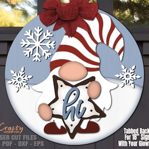 Christmas Door Hanger SVG - Laser Cut Files - Gnome SVG - Gingerbread Svg - Cookie Svg - Welcome Sign Svg - Gnome Door Sign - Glowforge File