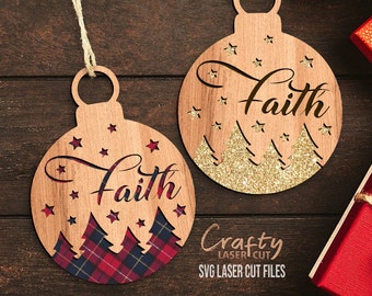 Christmas Ornament SVG - Laser Cut Files - Faith SVG - Christmas SVG - Christmas Decoration - Pine Tree Ornament Svg - Glowforge Files
