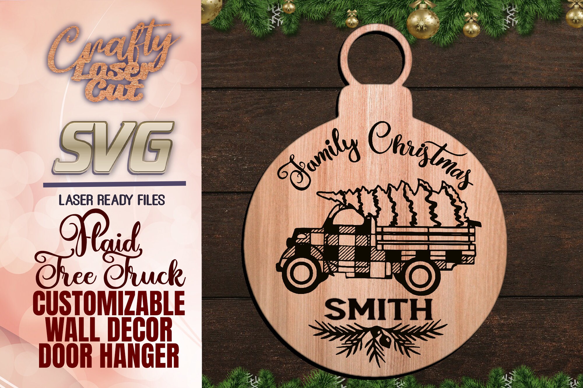 Download Family Christmas Tree Ornament SVG Glowforge Files Custom ...