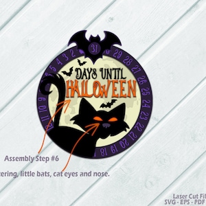 Halloween Countdown SVG - Black Cat SVG - Laser Cut Files - Days Until Halloween Svg - Countdown To Halloween Svg - Bat - Glowforge Files - cnc files - Halloween Decor - Halloween Sign SVG