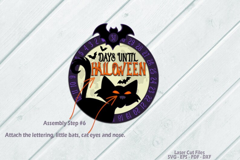 Halloween Countdown SVG - Black Cat SVG - Laser Cut Files - Days Until Halloween Svg - Countdown To Halloween Svg - Bat - Glowforge Files - cnc files - Halloween Decor - Halloween Sign SVG