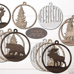 Layered wildlife ornament SVG laser cut files for Glowforge and XTool machines.