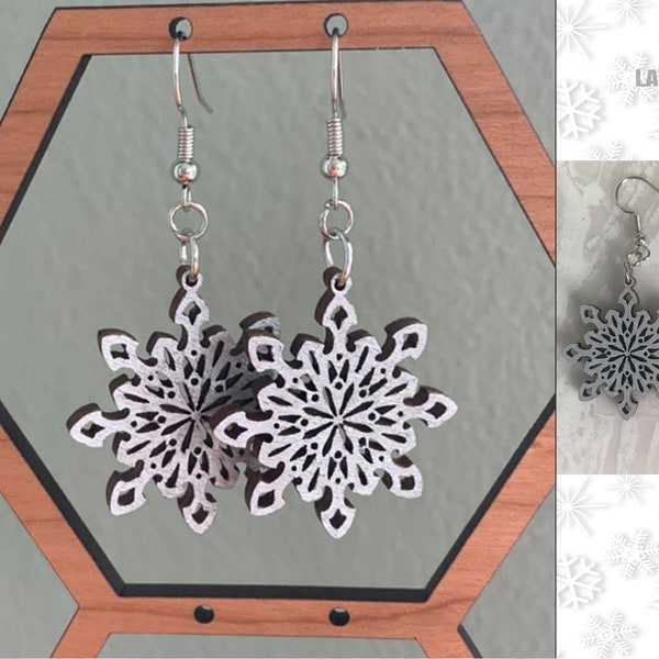 Snowflake Earrings SVG - Laser Cut Files - Snowflake SVG - Christmas SVG - Winter Svg - Christmas Earrings Svg - Glowforge Earrings