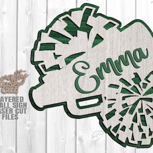 Cheer Door Hanger SVG - Laser Cut Files - Cheer SVG - Cheer Sign SVG - Cheerleader Svg - Monogram Svg - Door Sign Svg - Glowforge Files