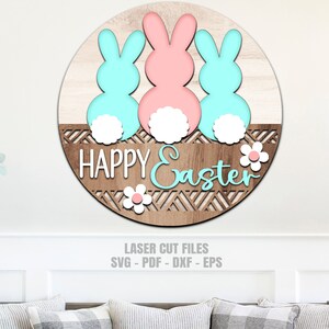 Easter Door Hanger SVG - Bunny SVG - Laser Cut Files - Happy Easter Svg ...