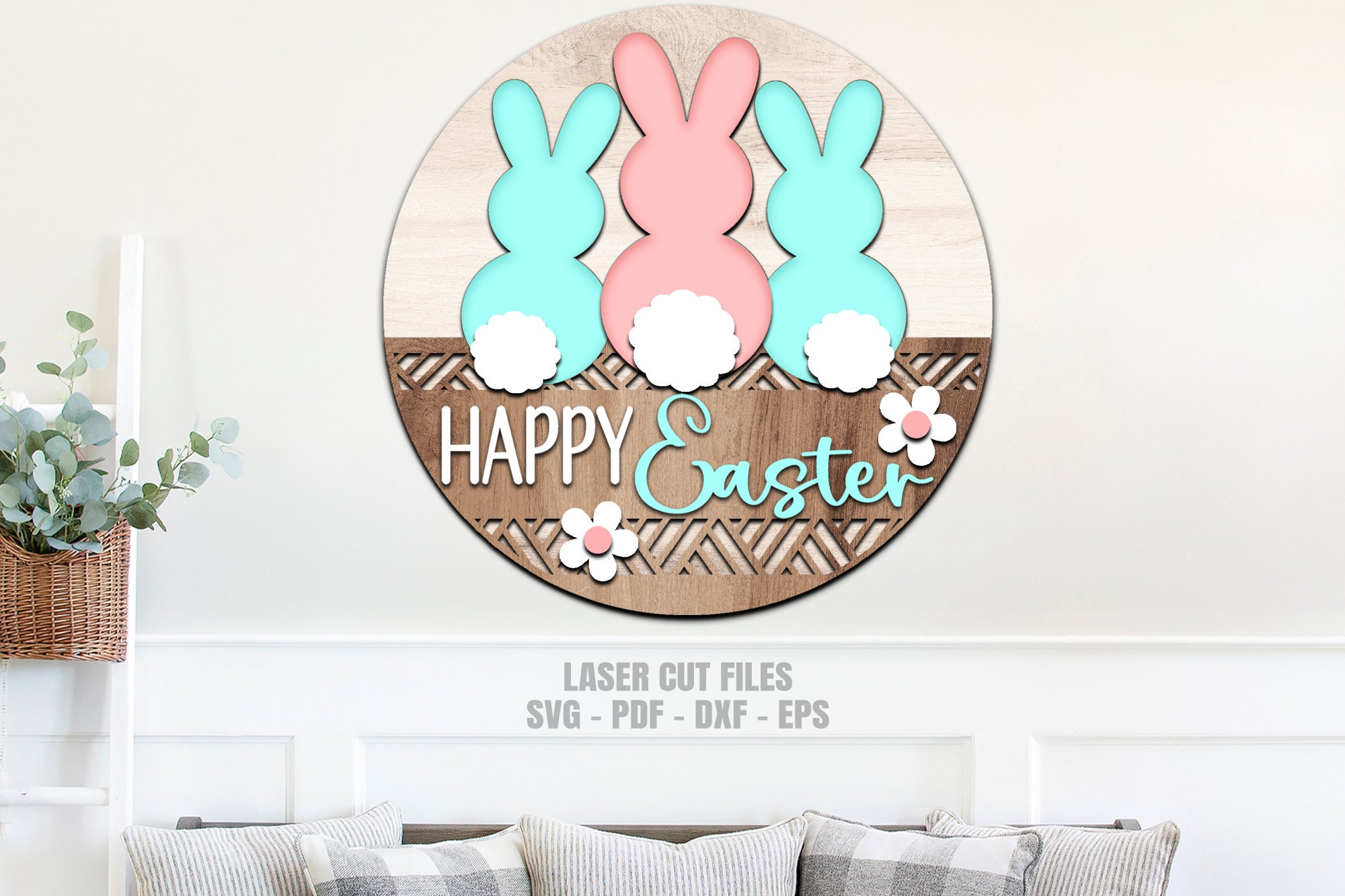 Easter Door Hanger SVG - Bunny SVG - Laser Cut Files - Happy Easter Svg ...