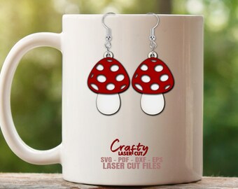 Mushroom Earrings SVG Laser Cut Files: Glowforge Earring SVG, xTool