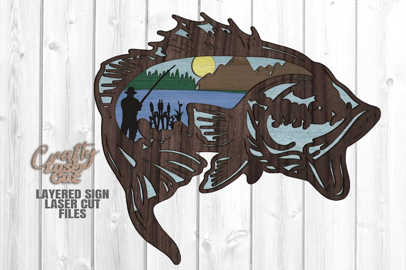 Download Layered Fish Wall Décor SVG Glowforge Fishing Door Sign | Etsy