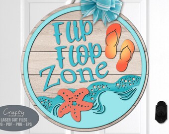 Stranddeurhanger SVG - welkomstbord SVG - lasergesneden bestanden - Flip Flop SVG - retro - bord stranddeur - stranddecor - Glowforge-bestanden