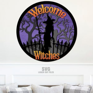 Witch Door Hanger SVG - Laser Cut Files - Witch SVG - Halloween SVG ...