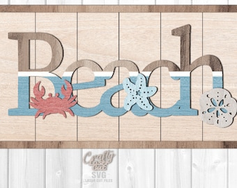 Stranddeurhanger SVG - lasergesneden bestanden - strand SVG - zeester SVG - kustdecor - welkomstbord Svg - stranddeurbord - Glowforge-bestanden