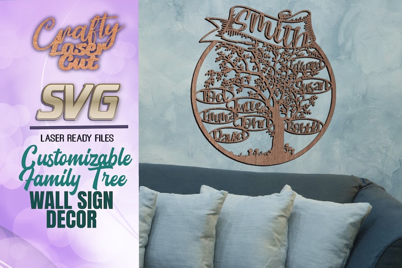 Download Personalized Family Tree Round Sign Svg Glowforge Files Family Tree Wall Art Decor Tree Leaves Customizable Family Laser Cut Files Art Collectibles Drawing Illustration Vadel Com