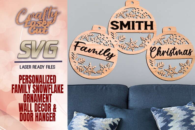 Download Family Christmas Ornament Svg Glowforge Files Personalized | Etsy