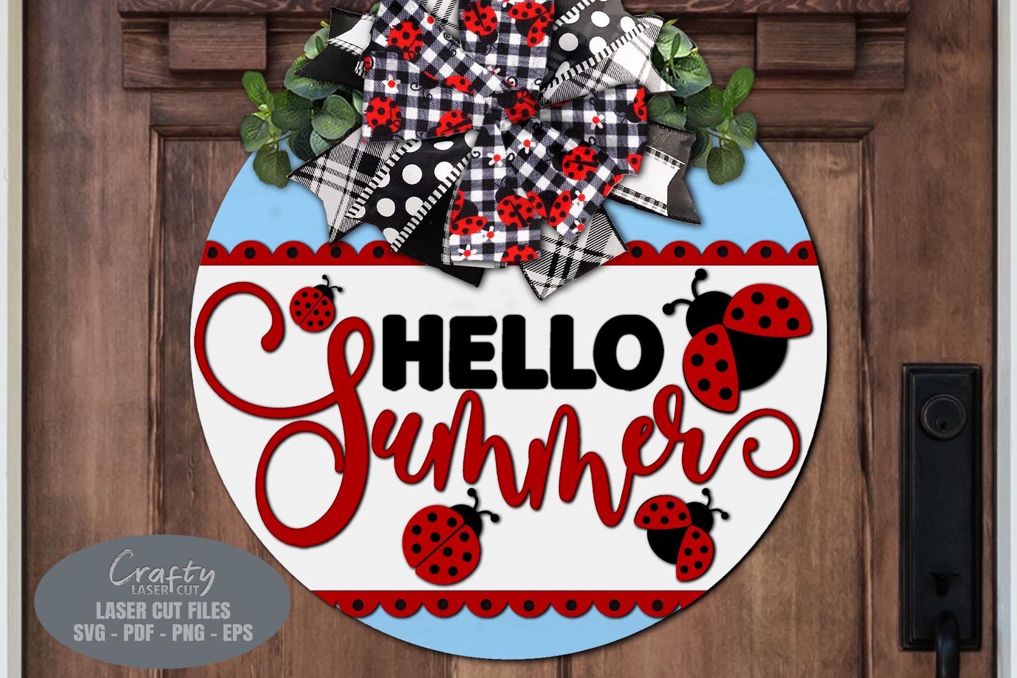Summer Door Hanger SVG - Ladybug SVG - Welcome Sign SVG - Laser Cut ...