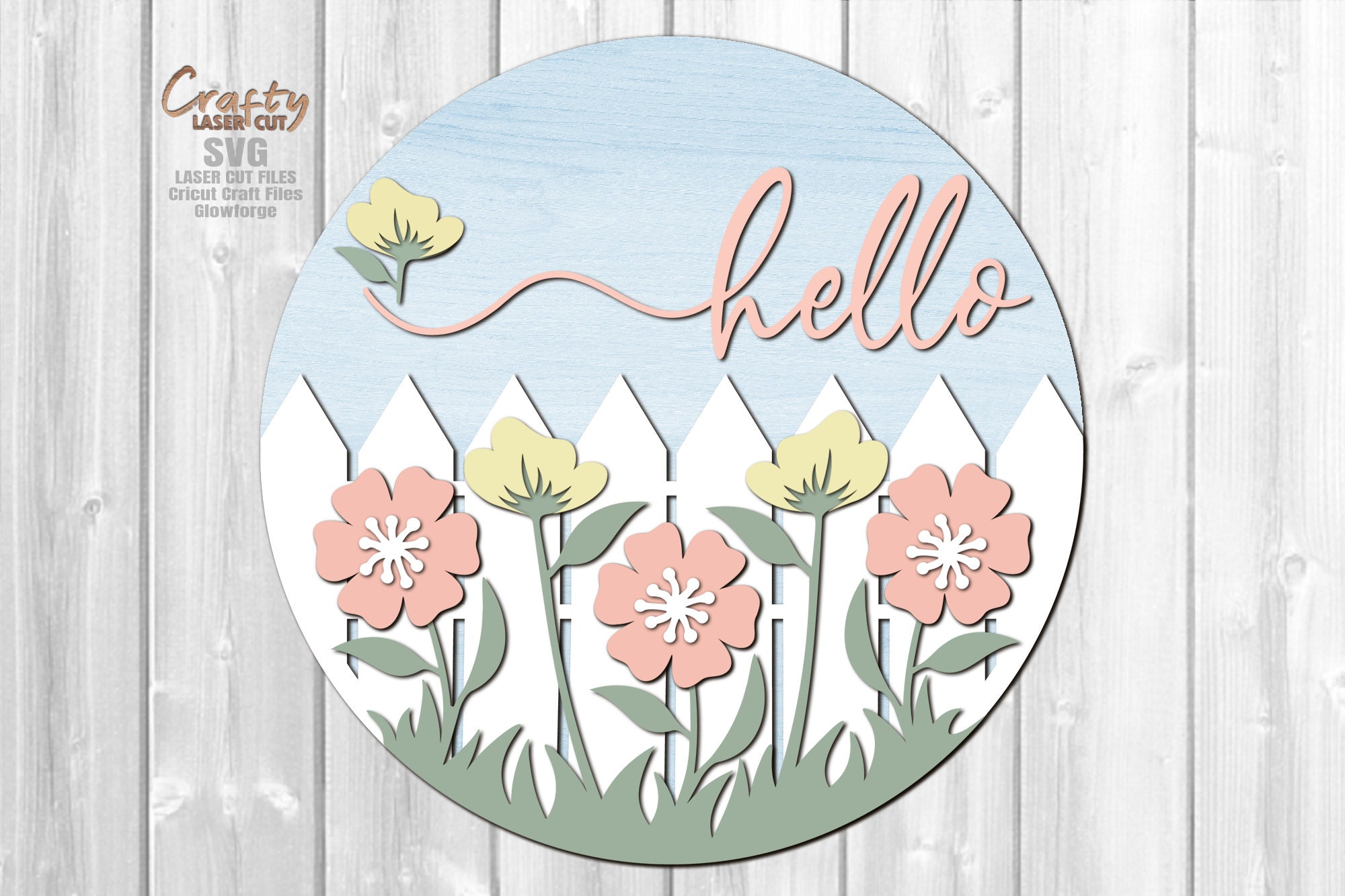 Floral Door Hanger SVG - Laser Cut Files - Hello Summer SVG - Hello ...