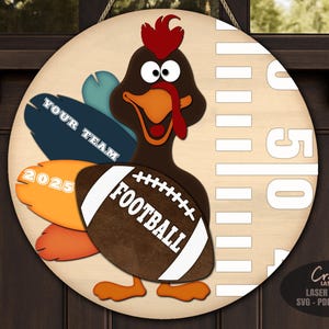 Football Door Hanger SVG - Laser Cut Files - Turkey Svg - Thanksgiving SVG - Fall Welcome Sign Svg - Football Sign SVG - Glowforge Files