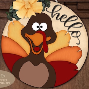 Turkey Door Hanger SVG - Laser Cut Files - Fall SVG - Turkey Svg - Thanksgiving Svg - Welcome Sign Svg - Fall Door Sign - Glowforge Files