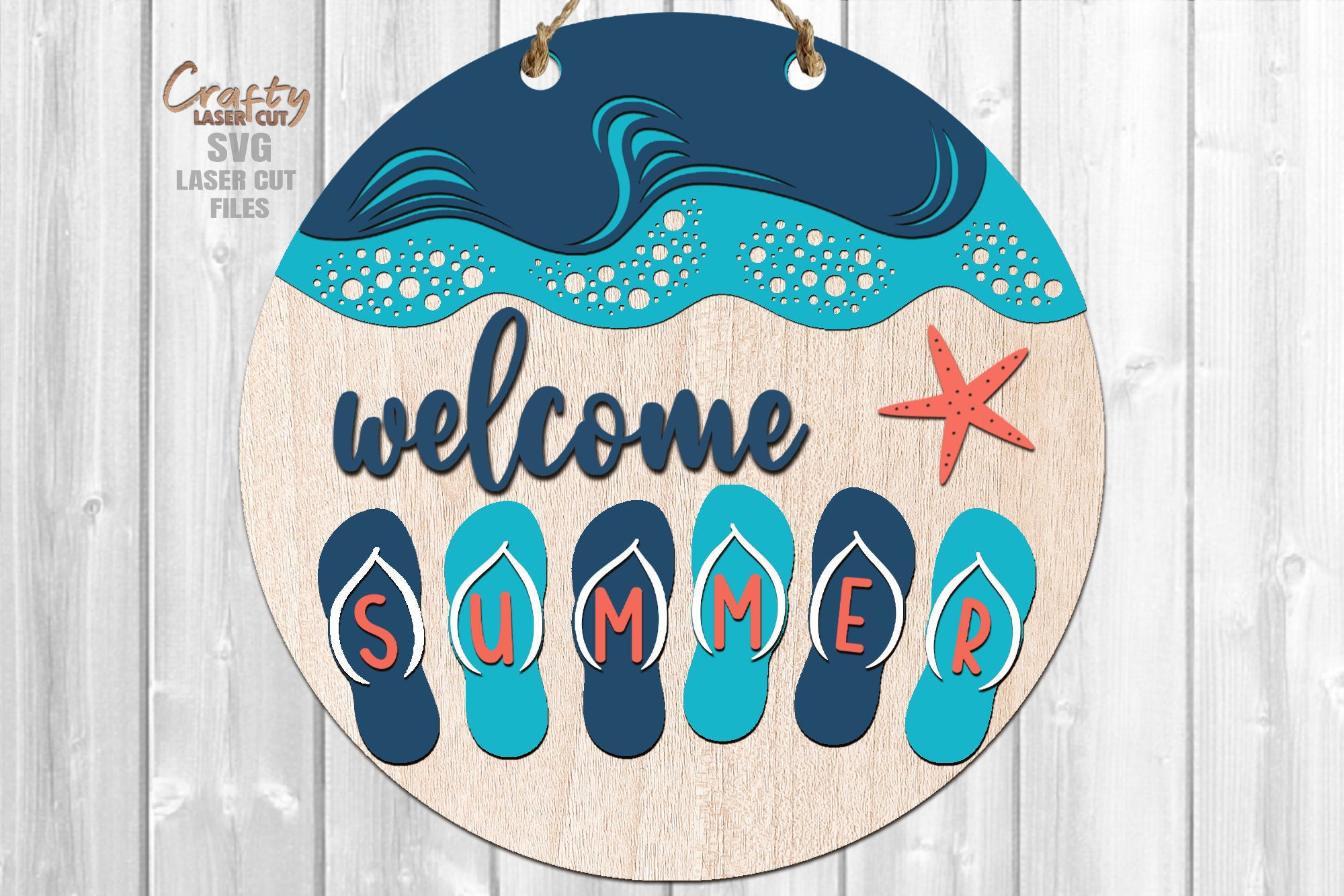 Beach Door Hanger SVG - Laser Cut Files - Beach SVG - Flip Flops Svg ...