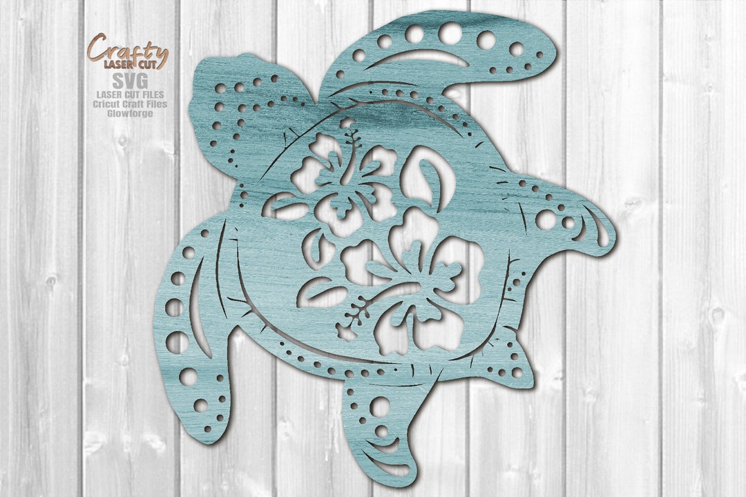 Hibiscus Turtle SVG Laser Cut Files - Beach Door Hanger SVG - Sea ...