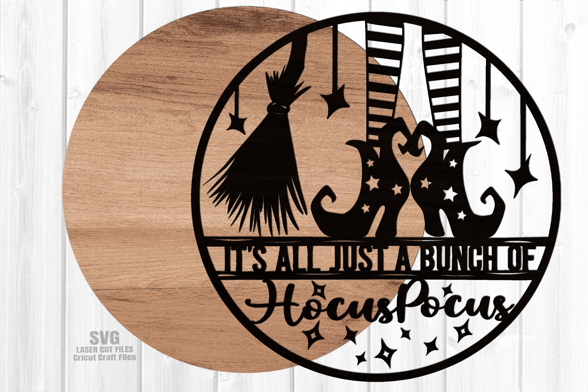 Hocus Pocus Door Hanger SVG - Laser Cut File - Witch SVG - Broom Svg ...