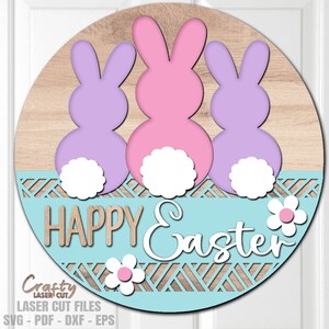 Easter Door Hanger SVG - Bunny SVG - Laser Cut Files - Happy Easter Svg ...