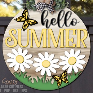 Summer Door Hanger SVG - Laser Cut File - Hello Summer Svg - Butterfly ...