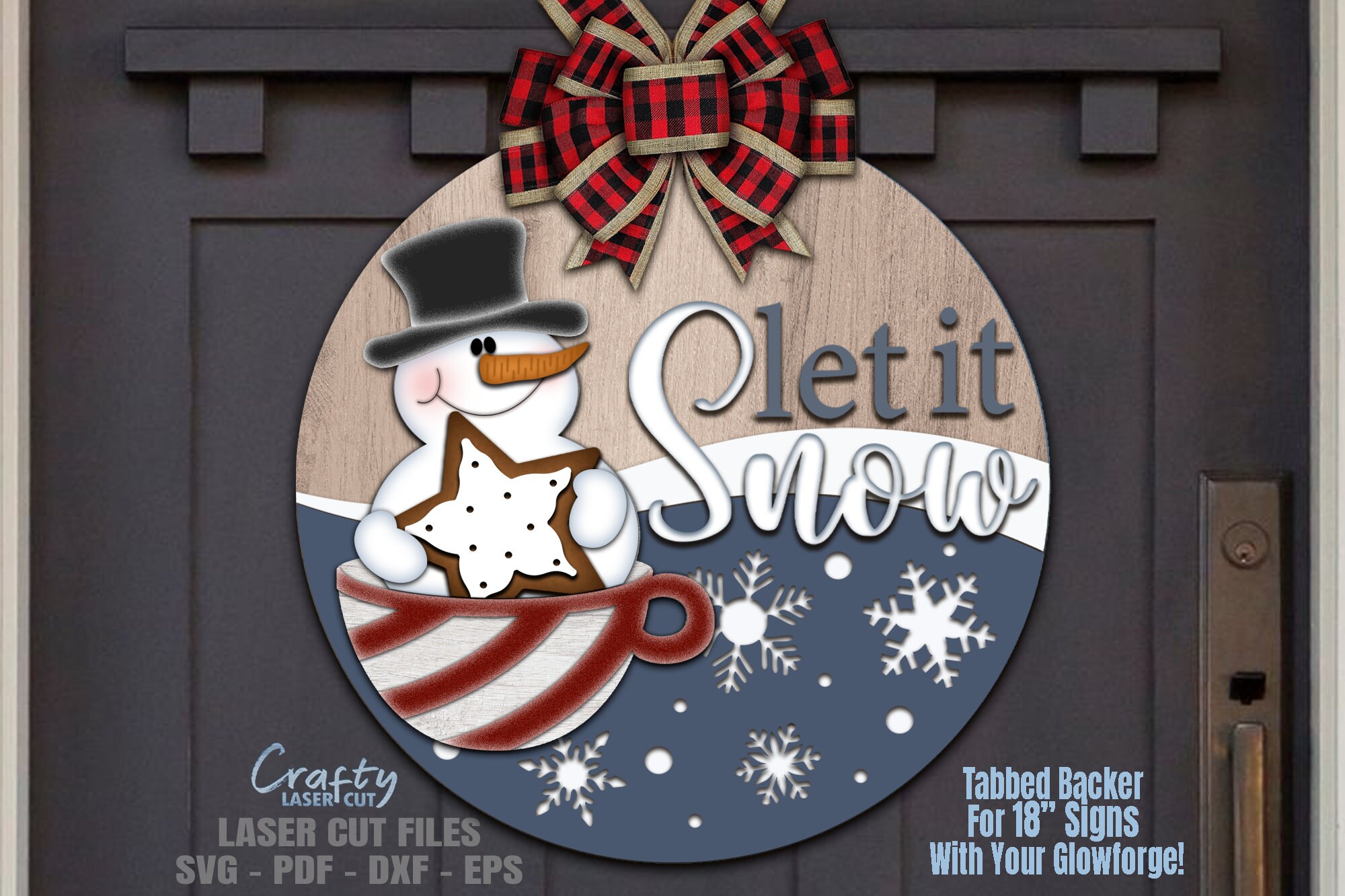 Snowman Door Hanger SVG Laser Cut Files: Christmas Welcome Sign SVG ...
