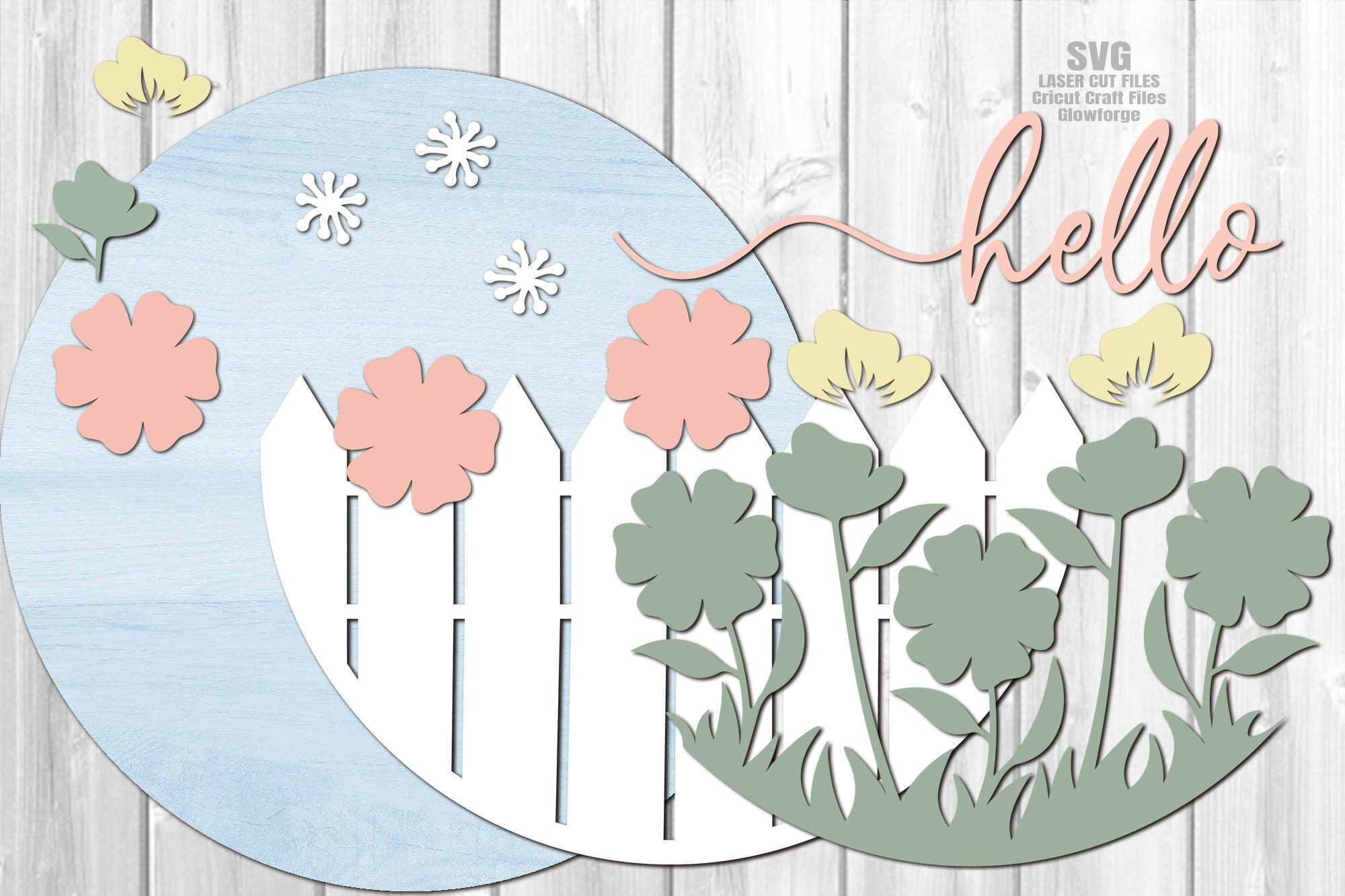 Floral Door Hanger SVG Laser Cut Files Hello Summer SVG - Etsy UK