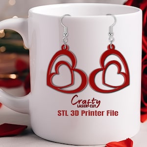 Doppelherz Ohrring STL - 3D Drucker Dateien - Herz STL - Valentinstag Stl-Datei - Herz STL für 3D-Drucker - Valentinstag Ohrring Stl-Datei