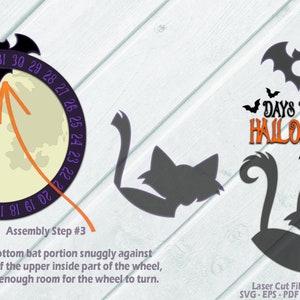 Halloween Decor - Halloween Countdown SVG - Black Cat SVG - Laser Cut Files - Days Until Halloween Svg - Countdown To Halloween Svg - Bat - Glowforge Files - cnc files - Halloween Sign SVG