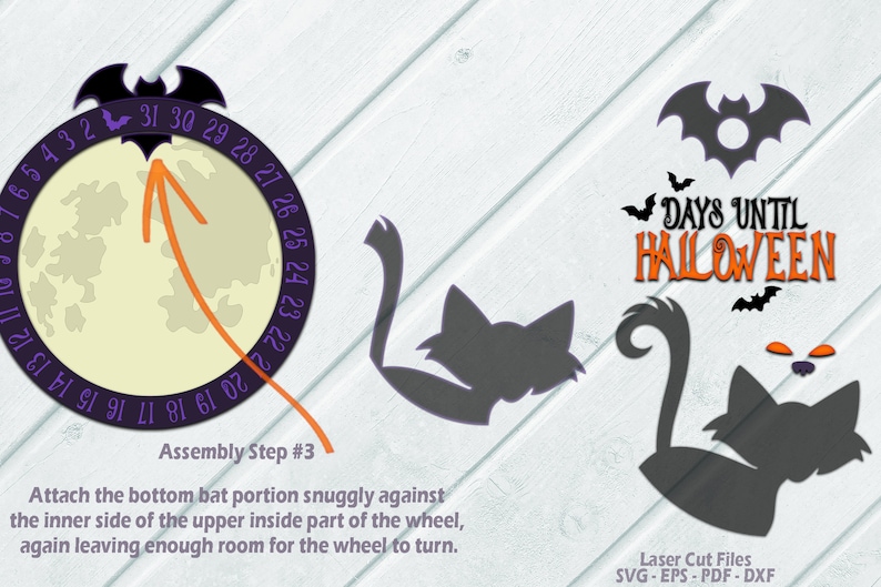 Halloween Decor - Halloween Countdown SVG - Black Cat SVG - Laser Cut Files - Days Until Halloween Svg - Countdown To Halloween Svg - Bat - Glowforge Files - cnc files - Halloween Sign SVG