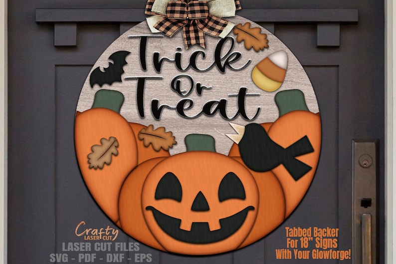 Halloween Door Hanger SVG Laser Cut Files: Jack O Lantern, Pumpkin ...