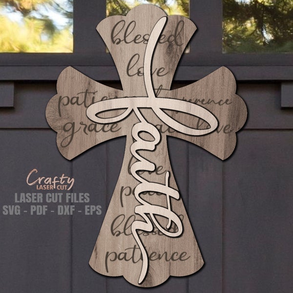 Christian Cross Door Hanger SVG - Laser Cut Files - Cross SVG - Religious SVG - Faith - Welcome Sign Svg - Cross Door Sign - Glowforge Files