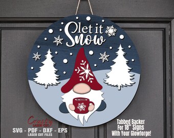 Hello Winter Door Hanger SVG - Gnome Svg - Winter Welcome Sign Svg ...