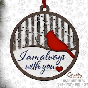 Weihnachtsverzierung SVG - Gedenkstätte Verzierung SVG - Kardinal SVG - Laser geschnitten Dateien - Baumverzierung SVG - Weihnachtsdekor - Glowforge-Dateien