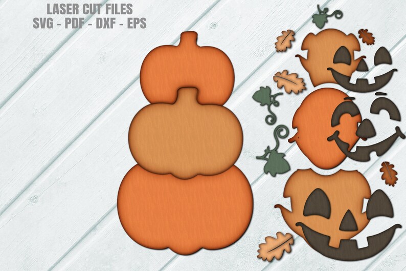 Jack O Lantern SVG - Stacked Pumpkin Door Hanger SVG - Glowforge Laser File - Halloween Door Sign Svg - Fall Porch Sign - Laser Cut Files - Halloween Door Hanger SVG - Halloween SVG - CNC Files