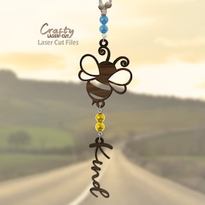 Bee Kind SVG - Car Charm SVG - Arquivos cortados a laser - Honey Bee SVG - Inspirational Charm Svg - Acessórios para carro - Decoração de carro - Arquivos Glowforge